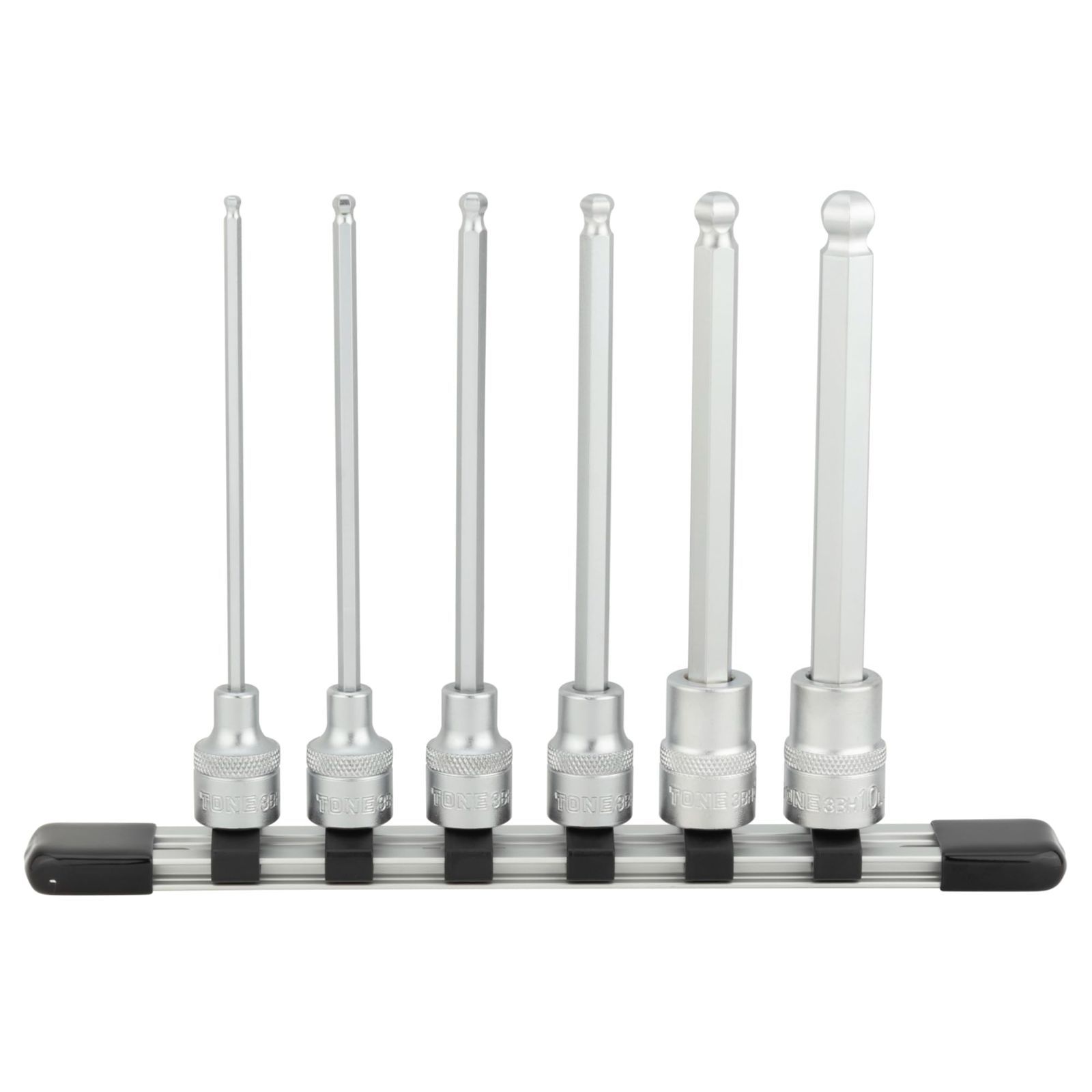 トネ(TONE) ロングボールポイントヘキサゴンソケットセット(ホルダー付) HBH306L 差込角9.5mm(3/8＂) 内容6点