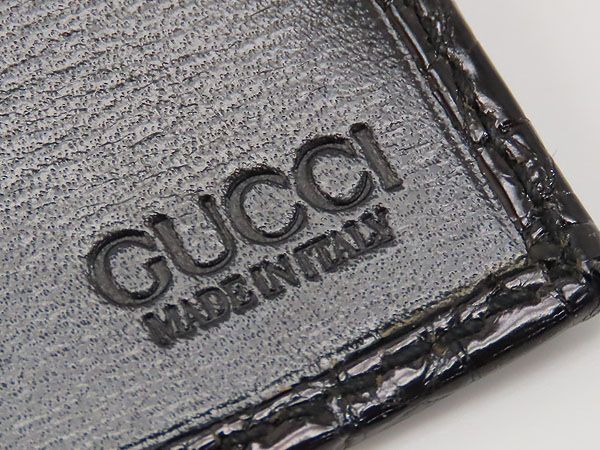 【激レアほぼ新品】グッチ　GUCCI　ヴィンテージ　オールドグッチ　シャイニー クロコダイル　二つ折り札入れ長財布　ブラック　クロコダイルレザー