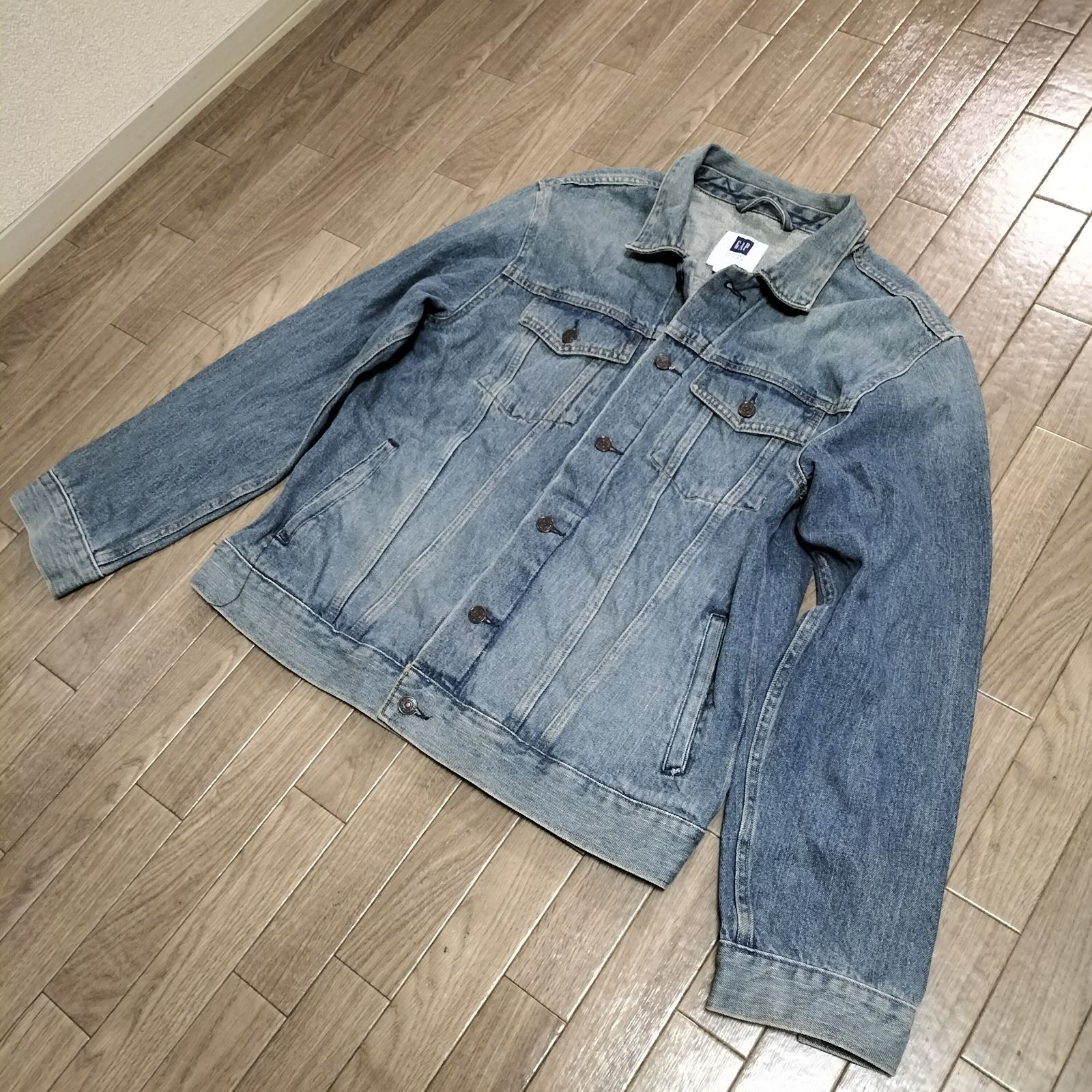 ☆00s OLD GAP 2005年製 Gジャン デニムジャケット 無地 青 メンズ