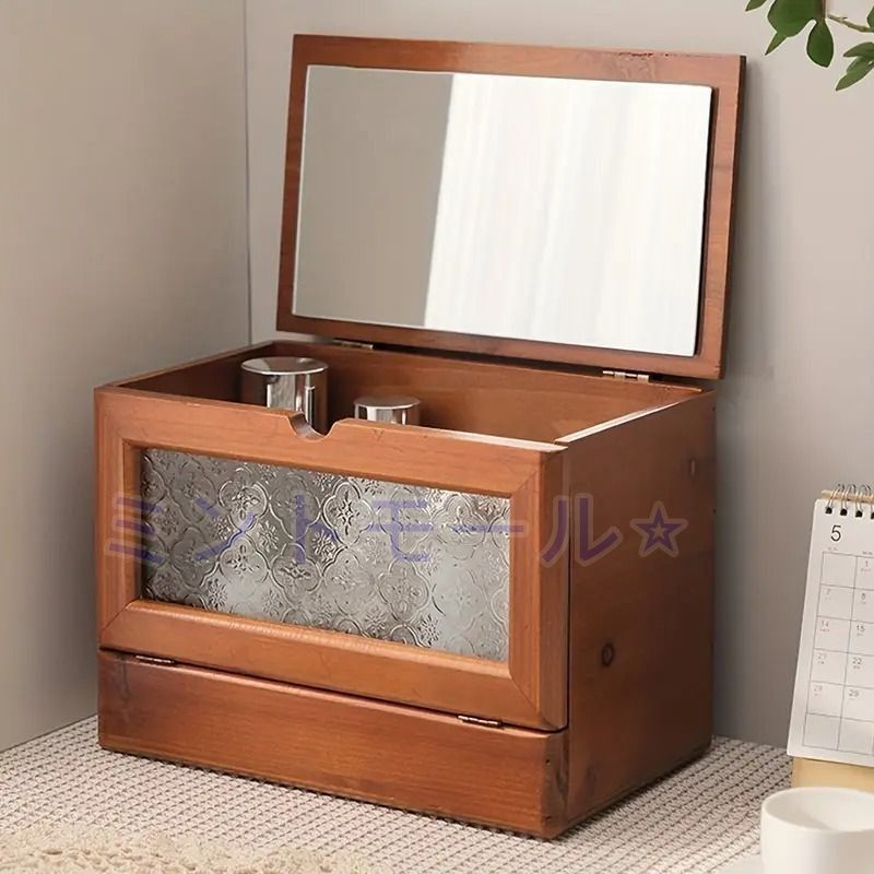 新品?未使用】 小物入れ コスメボックス メイクボックス 鏡付き 収納