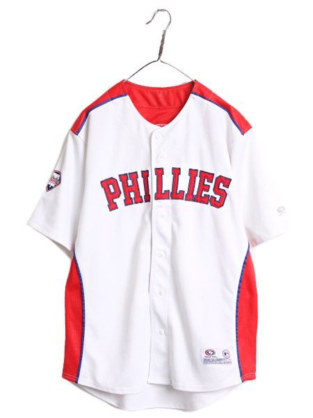 なクーポン配布中! MLB オフィシャル TRUE FAN フィリーズ ベースボール シャツ メンズ L | 古着 ゲームシャツ ユニフォーム メジャーリーグ 半袖シャツ 野球