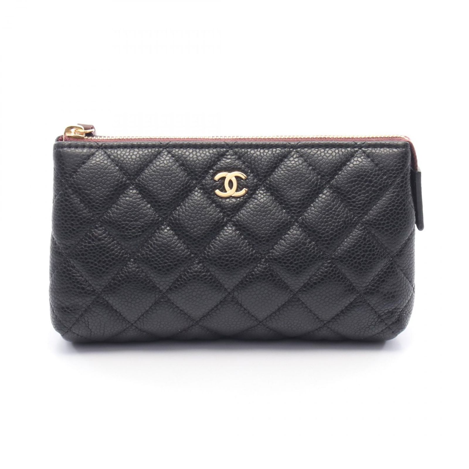 シャネル CHANEL ポーチ マトラッセ ブラック キャビアスキン(グレ