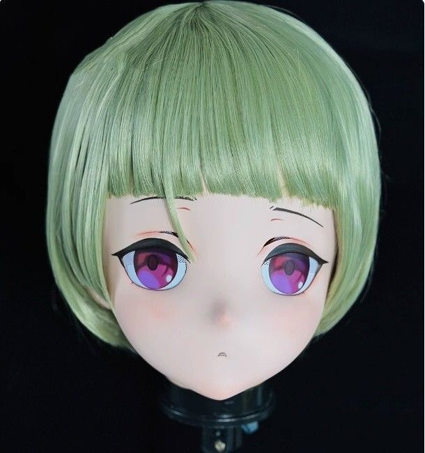 全頭マスク カツラ付き ロック付き NO.68 フルマスク ドール ヘッドロリータ人形 コスプレ マスク 変身 仮装 着ぐるみ 二次元美少女