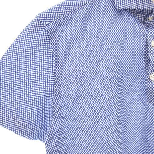 美品　GUY ROVER　ギローバー　ポロシャツ　半袖　ブルー　綿麻　イタリア製 ギローバー GUY ROVER ポロシャツ 半袖 チェック柄 L 紺