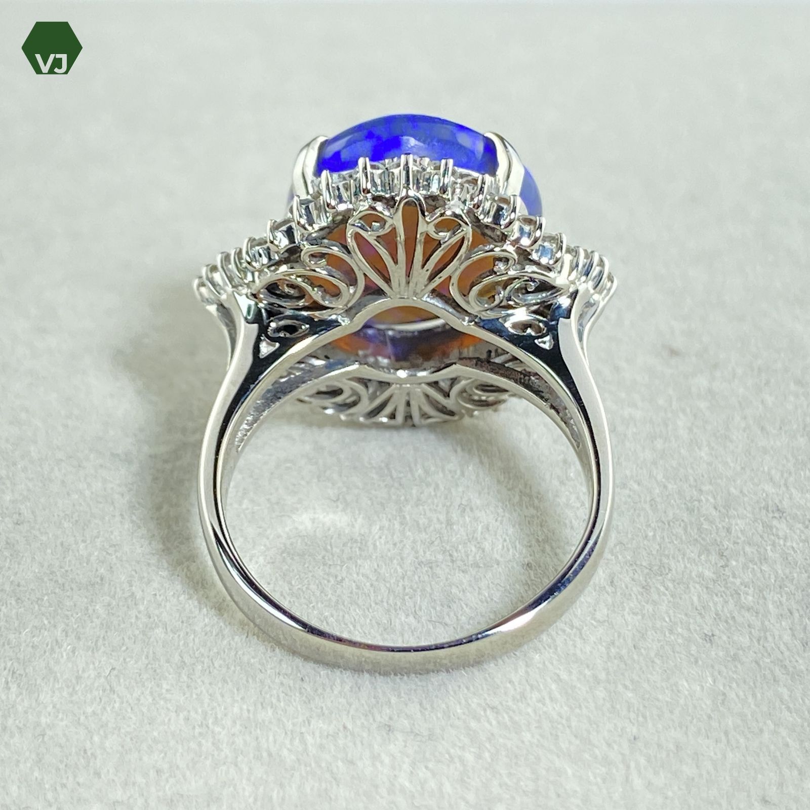 22-19】ブラックオパール ダイヤモンド リング 7.766ct D1.00ct【中古 