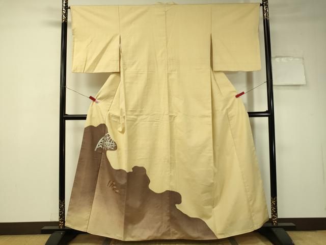 平和屋着物●色留訪問着　総刺繍　紬地　竹垣すすき文　ますいわ屋扱い　正絹　逸品　CAAT7559vp 平和屋着物○色留訪問着 総刺繍 紬地 竹垣すすき文 ますいわ屋扱い