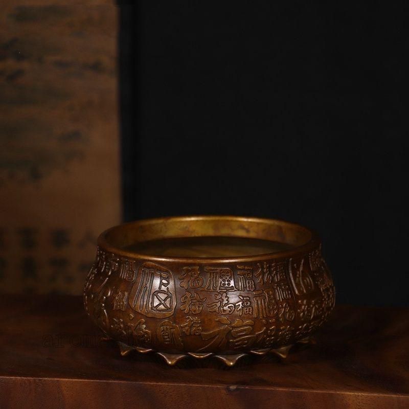 銅細工 百福 蓮華底香炉 香道具 装飾品 工芸品 美術品 置物