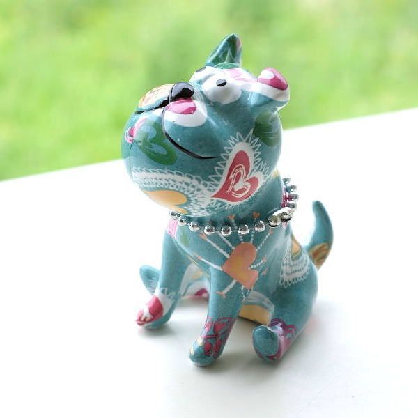 いぬ　犬　陶器　オブジェ　置物　インテリア　工芸品　美術品　A3372 貯金箱 おしゃれ 陶器 犬 いぬ ドッグ オブジェ 置物 かわいい