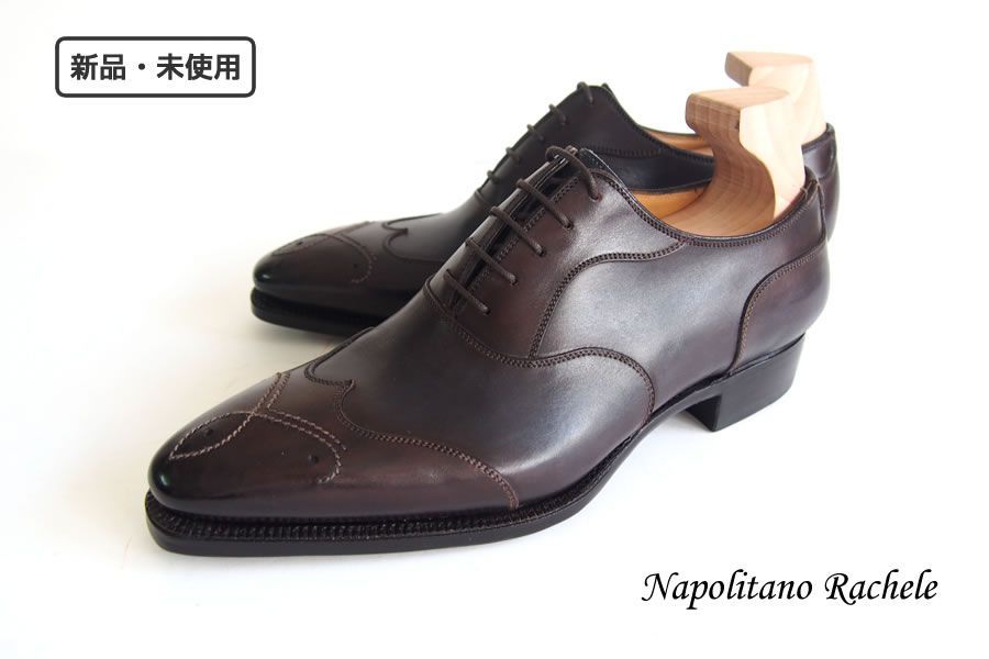 ★新品｜未使用｜ナポリターノラケーレ｜NAPOLITANO RACHELE｜オックスフォードフルブローグ｜ウィングチップ｜ドレスシューズ｜ハンドソーン｜5.0