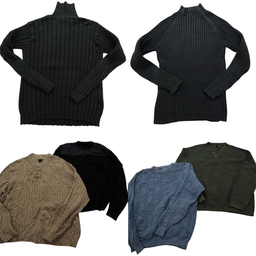 古着卸 まとめ売り 混紡素材 無地 セーター 6枚セット (メンズ XL ) カシミヤ カシミア ヘンリーネック ボトルネック 中古 古着 MX6417