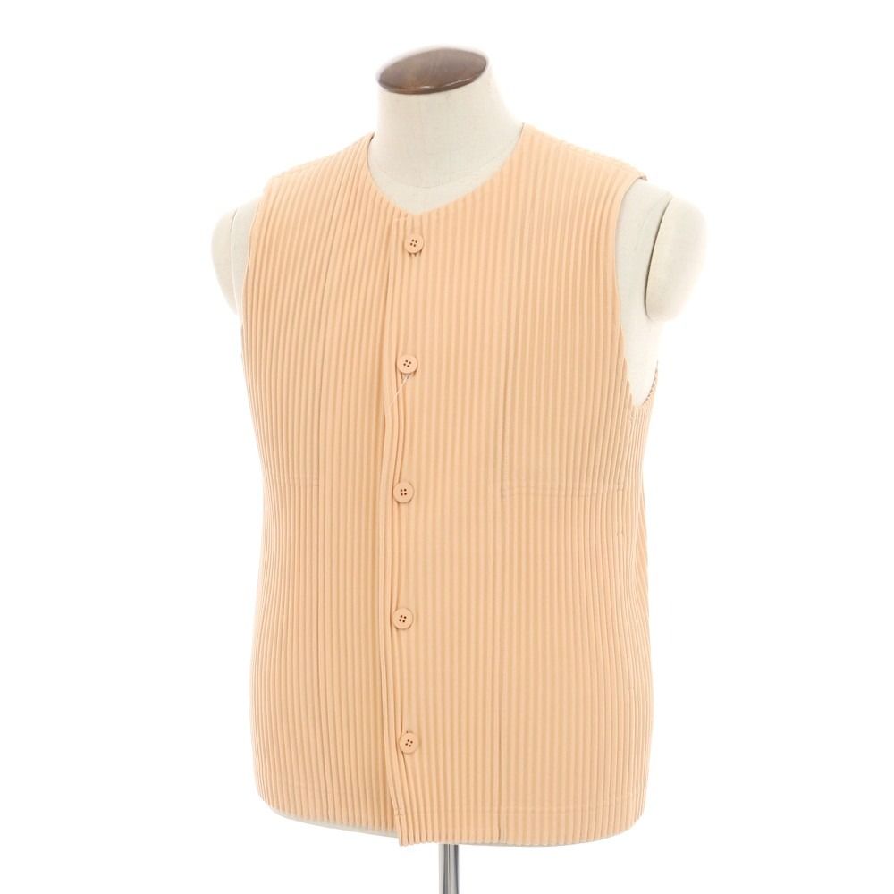 オム プリッセ イッセイミヤケ HOMME PLISSE ISSEY MIYAKE 春夏 プリーツ加工 ジレ ベスト パステルオレンジ サイズ表記なし L位 メンズ