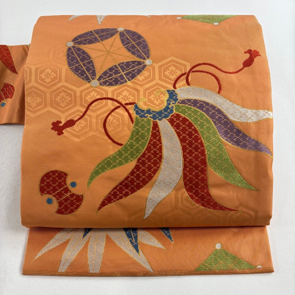 名古屋帯 美品 優品 川島織物 落款 関西仕立て 隠れ蓑 七宝 金糸