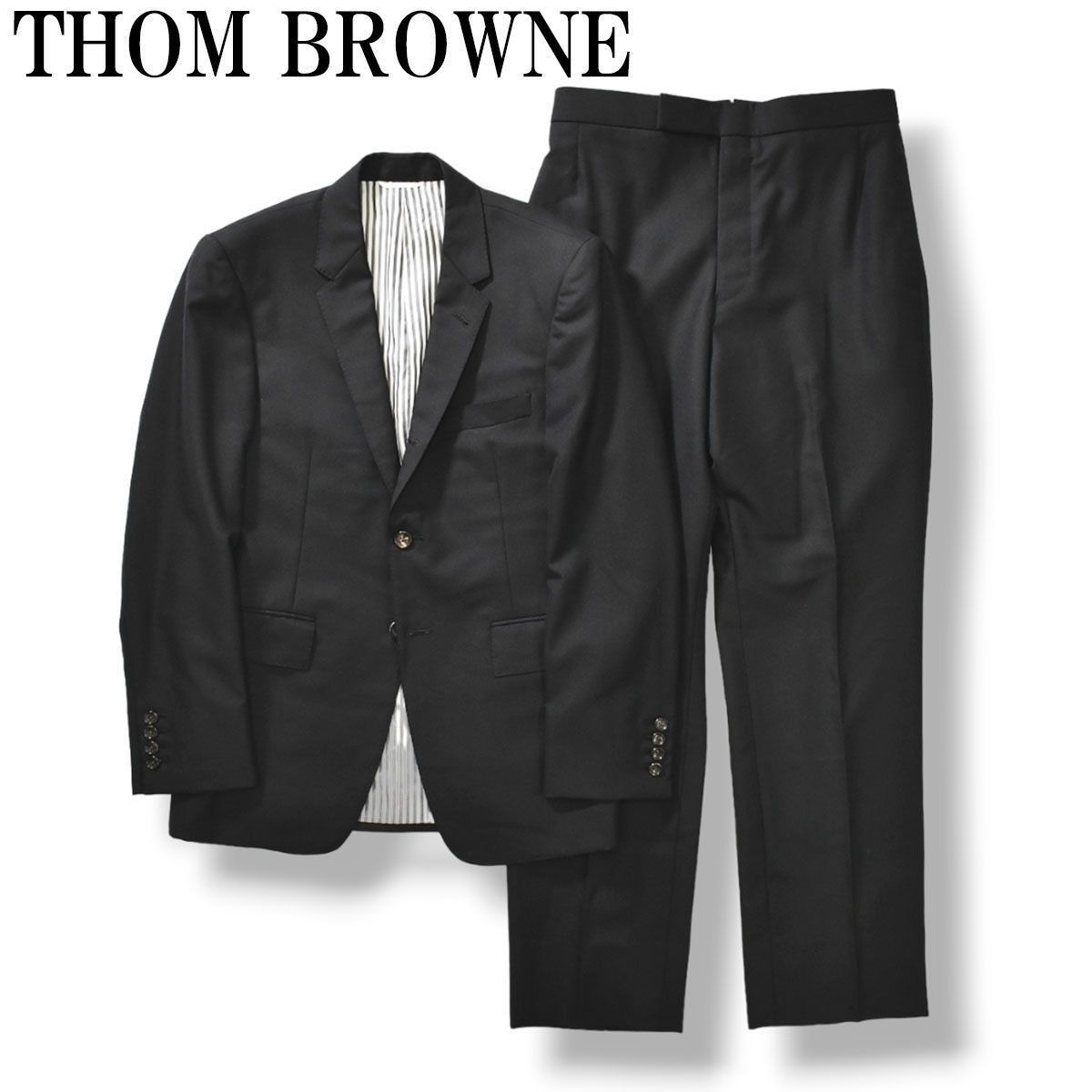 美品】 THOM BROWNE トムブラウン 段返り3B セットアップ スーツ 