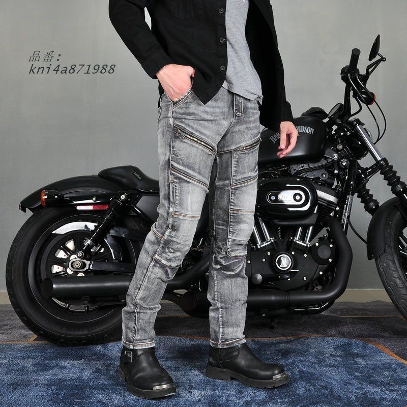 バイク用パンツ メンズ デニムパンツ ジーンズ ライディングパンツ プロテクター付き 耐久性 ライダースパンツ ストレッチ ケブラー 多機能 kni4a871988 FFCRYSTALESIA_COM
