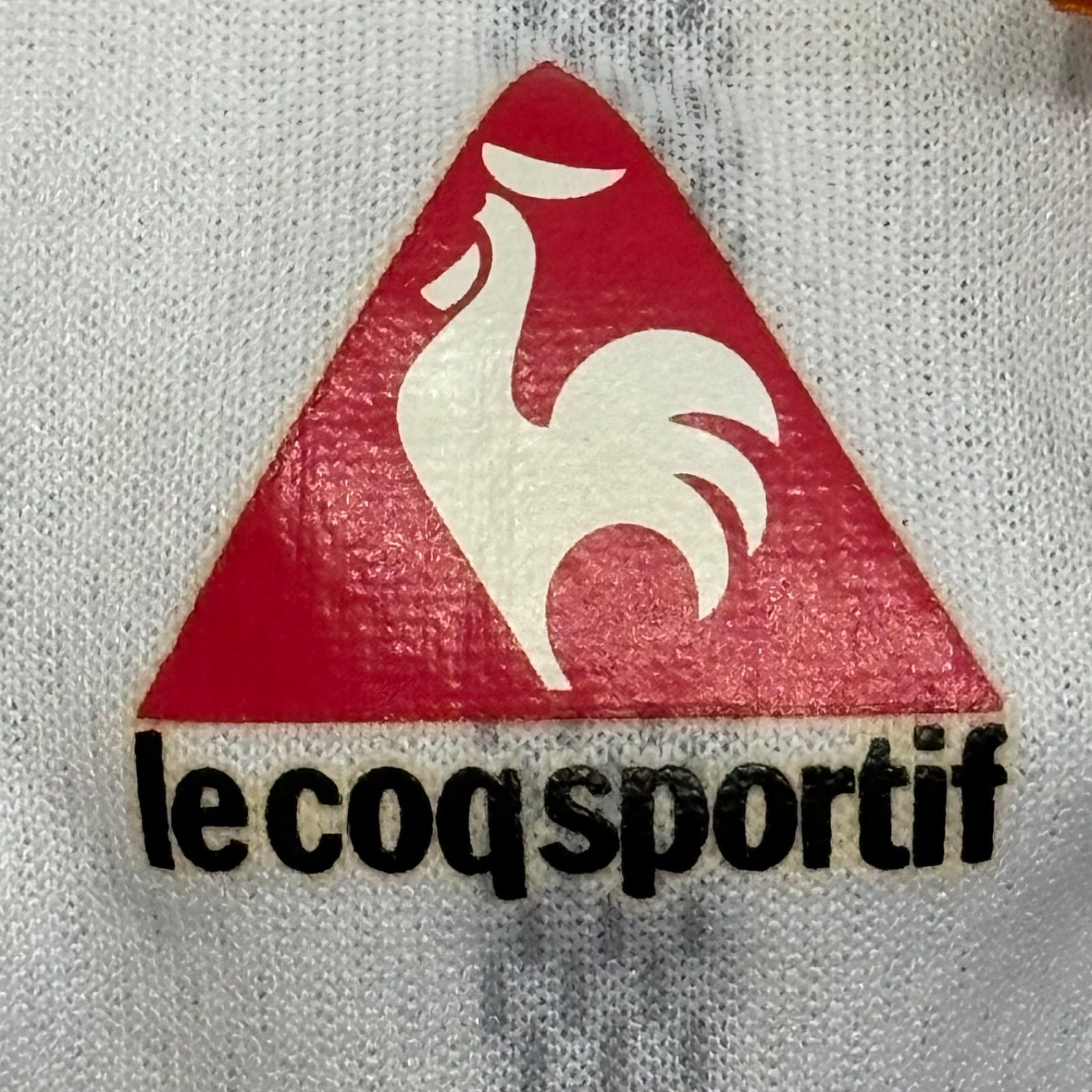 小さいサイズ◎ (^w^)b Ie coq sportf ルコックスポルティフ Tシャツ ユニフォーム 半袖 名古屋チーム  ブランドロゴ クルーネック Vネック スポーツ 試合 観戦 ストライプ メッシュ 通気性 男女兼用 白 ホワイト メンズ サイズS