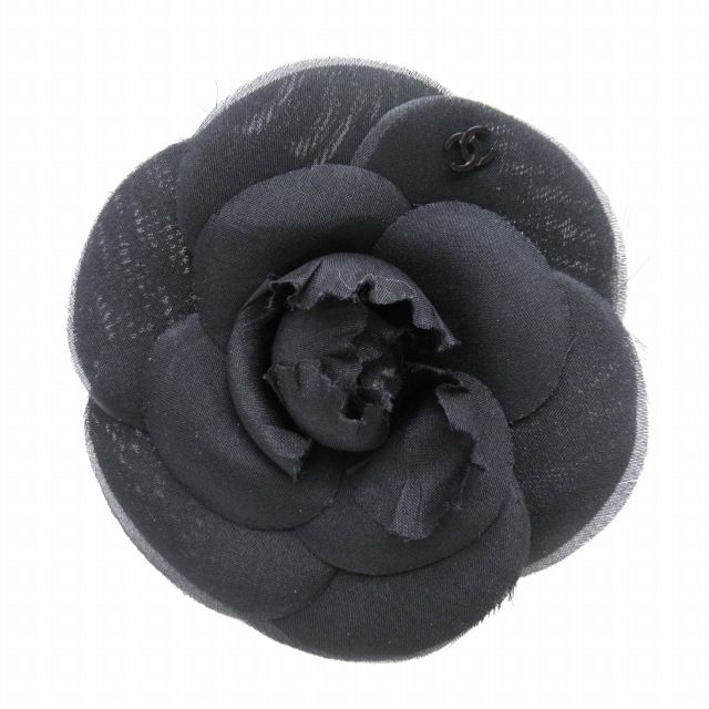 美品 17C シャネル CHANEL カメリア × ココマーク コサージュ シフォン