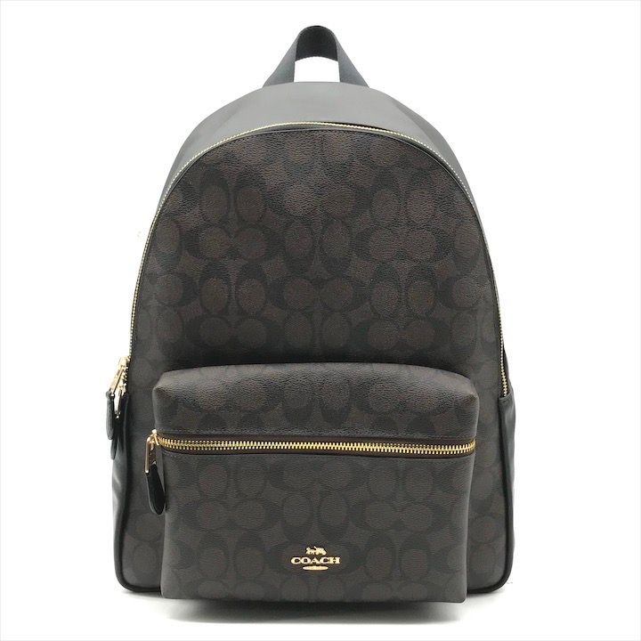 超美品 COACH コーチ シグネチャー PVC レザー リュック バック パック