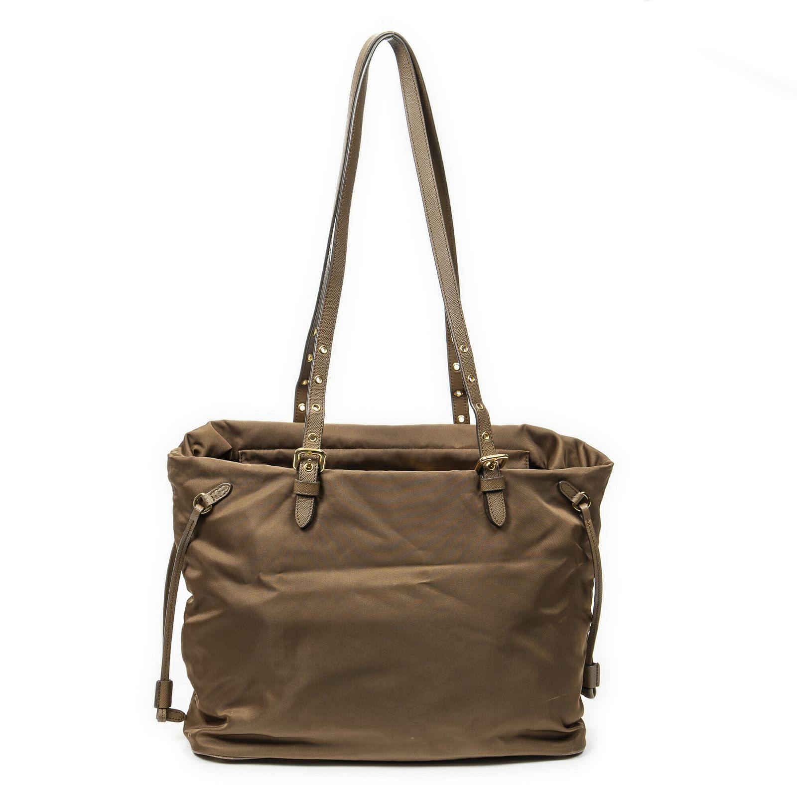 PRADA プラダジップショッピングトートタンナイロンキャンバスA