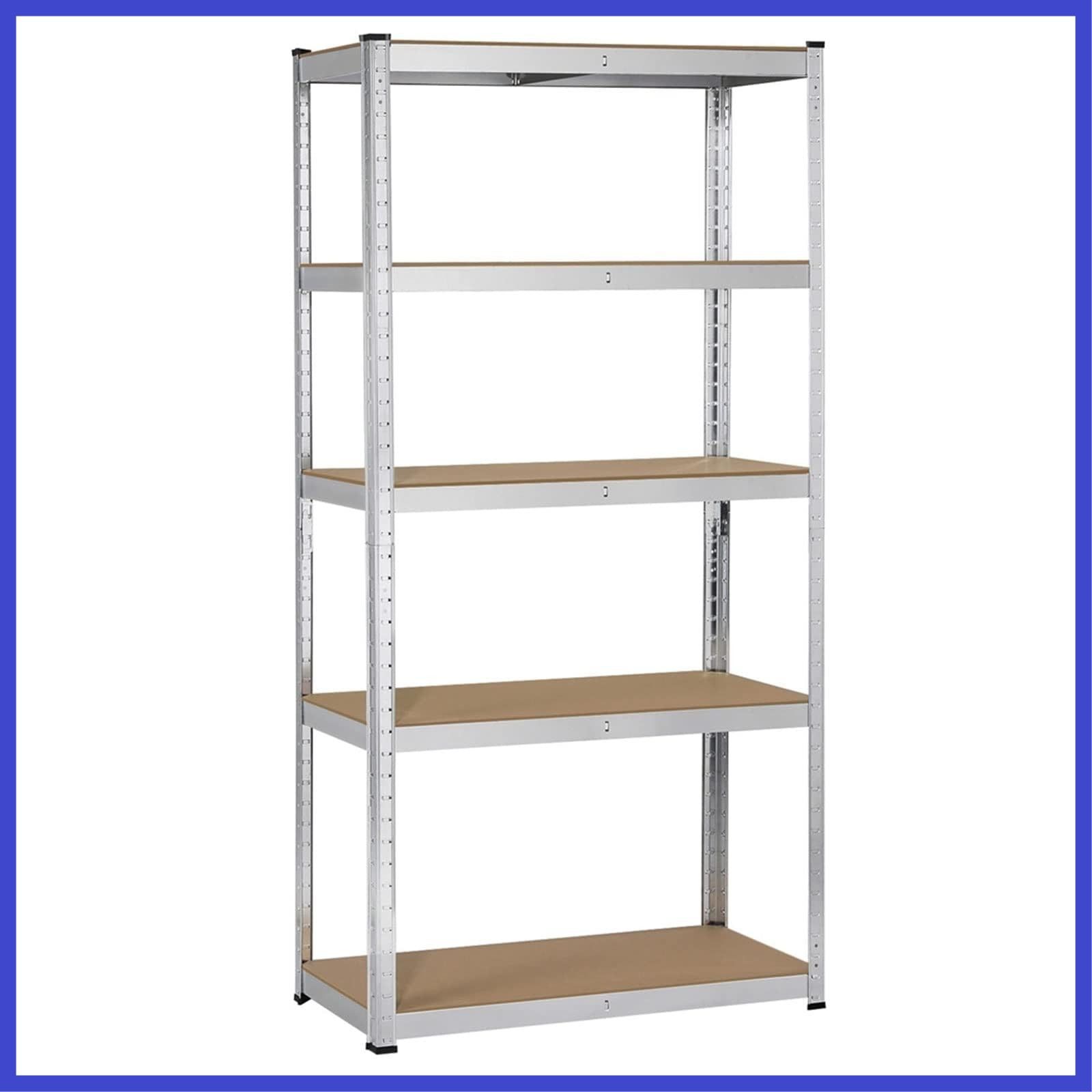 Yaheetech キッチンラック スチールラック本体 幅90 オープンシェルフ メタルラック 5段 収納棚 高さ調節可 ステンレスラック 収納ラック 防サビ加工 ネジなし 組立簡単 90×40×180cm 耐荷重875kg キッチン 物置 倉庫 ガレージ S