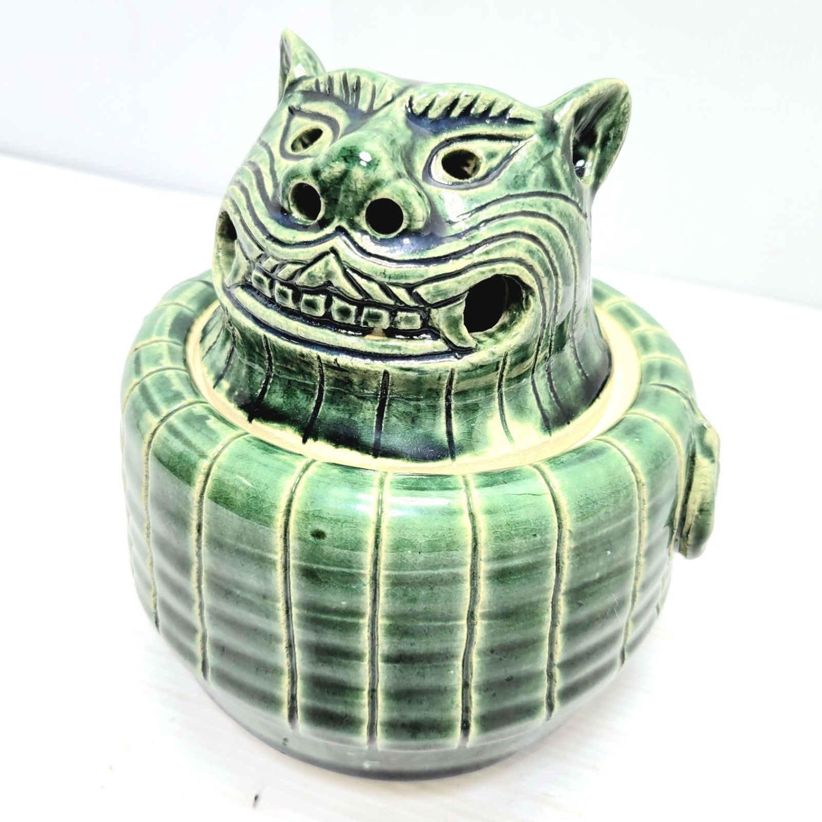 【美品】茶器 香炉 織部焼 獅子 陶器