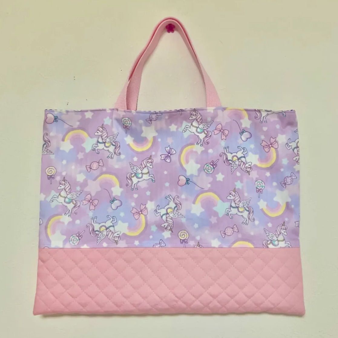 2024 新作】ハンドメイド ユニコーンのレッスンバッグ 絵本バッグ ゆめ