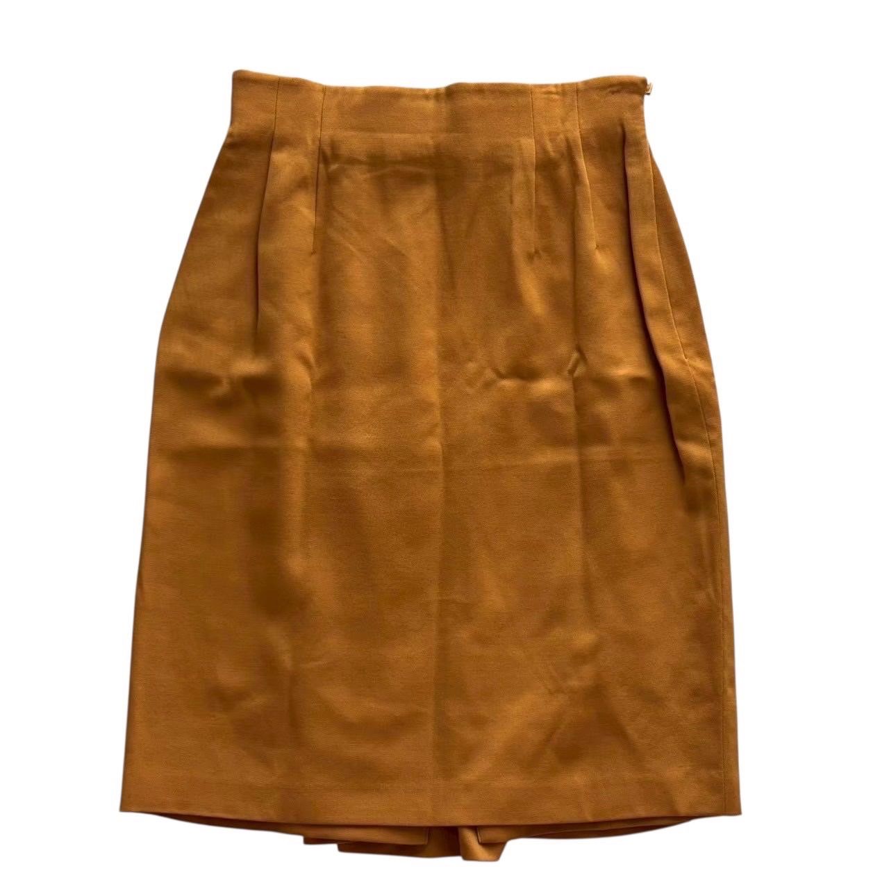 Christian Dior クリスチャンディオール ボックススカート 黄 ウエストベルト付き 膝丈 レディース Lサイズ