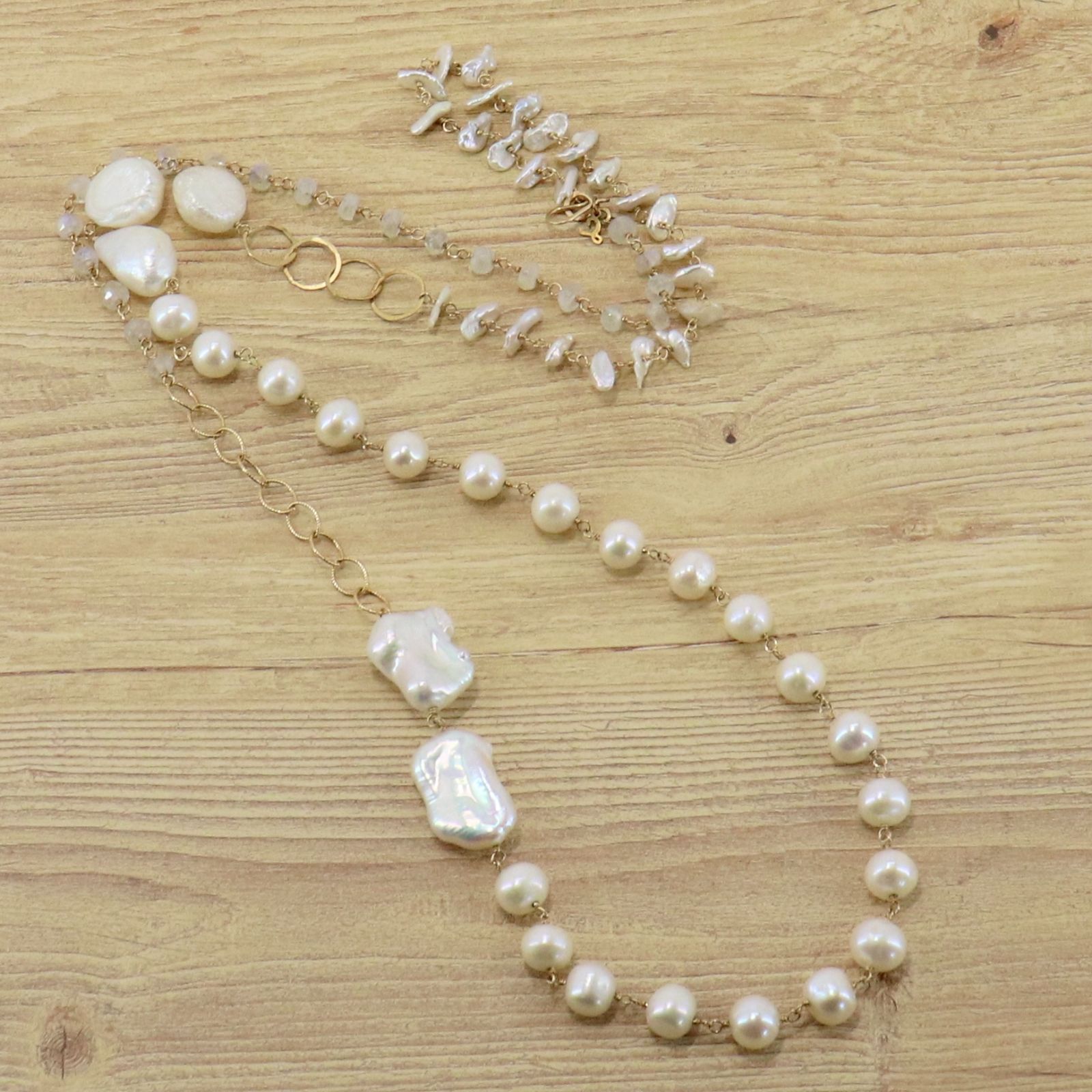 バーニーズニューヨーク 希少 パール ゴールドカラー ロング  