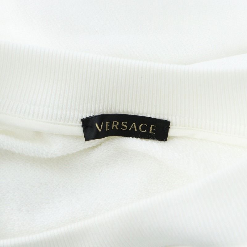 ヴェルサーチ ヴェルサーチェ VERSACE スウェット トレーナー 長袖 ロゴ プリント 安全ピン 裏毛 36 XXS 白 ホワイト A83929 ヴェルサーチ ヴェルサーチェ VERSACE スウェット トレーナー