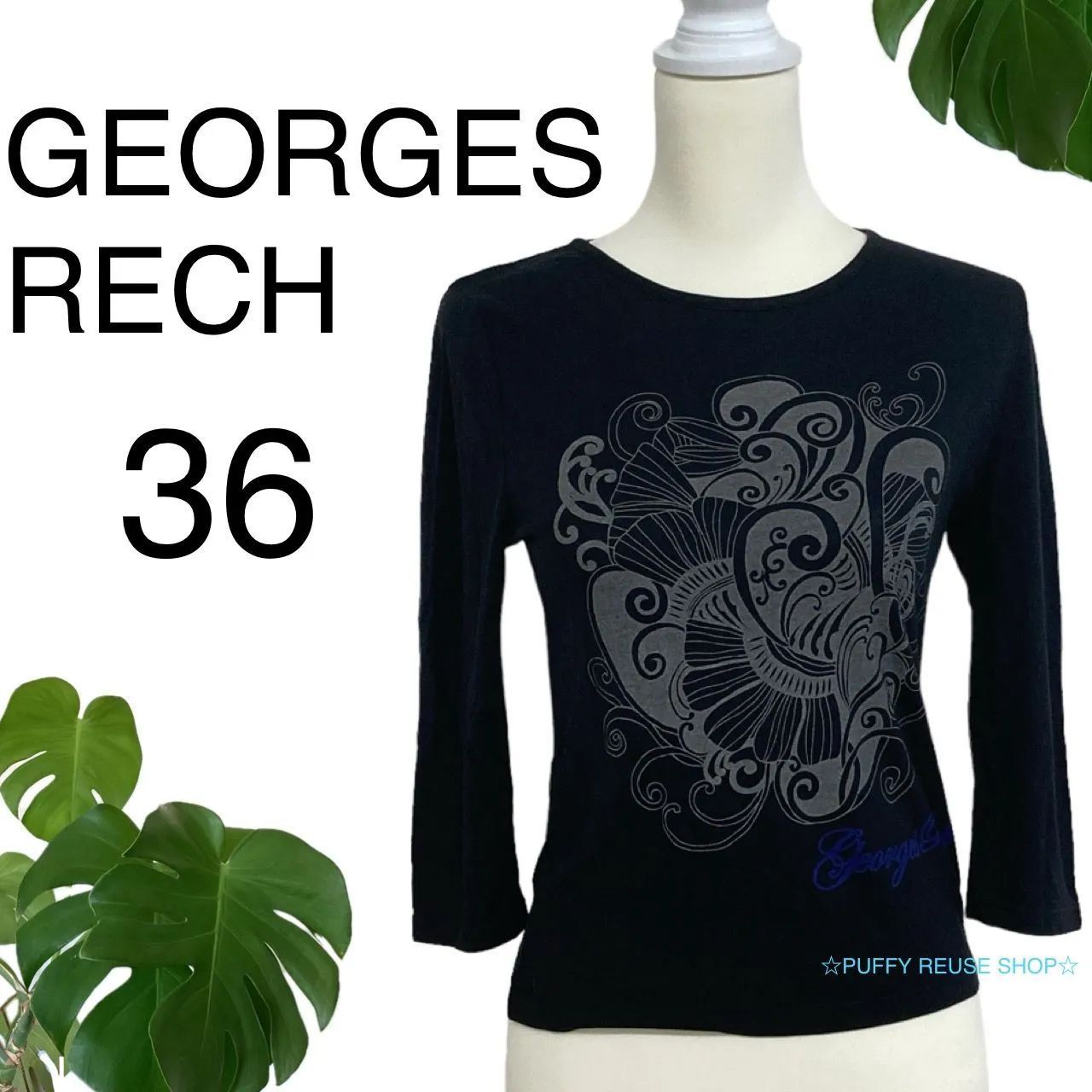 GEORGES RECH ジョルジュレッシュ 長袖 Tシャツ 36 プリント柄