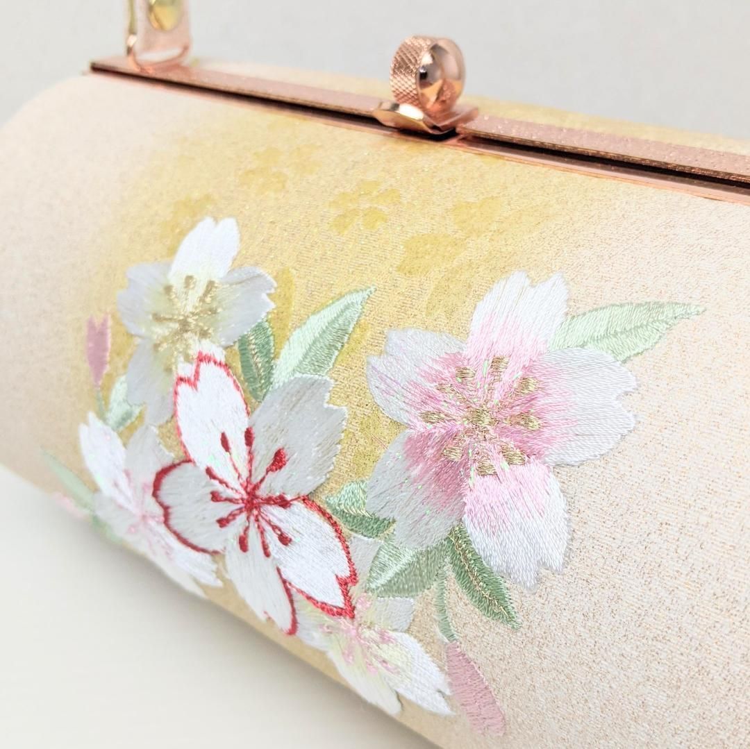 和装 草履 バッグ セット 振袖 ゴールド 桜 刺繍 フリーサイズ u49-3 