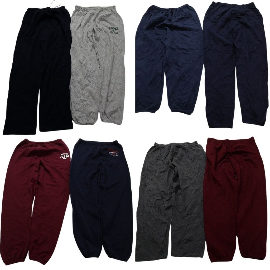 古着卸 まとめ売り スウェット パンツ 8枚セット (メンズ XL ) 無地 ワイド チームロゴ ワンポイント 英字プリント カラー中古 古着 MX8559