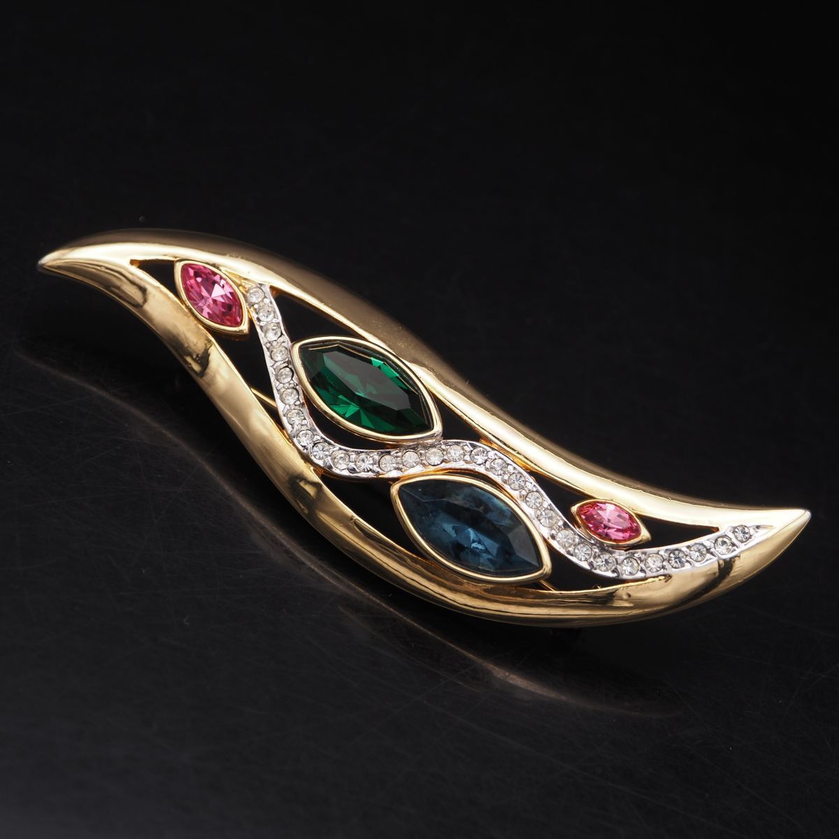 Ciner ブローチ ラインストーンデザインゴールド