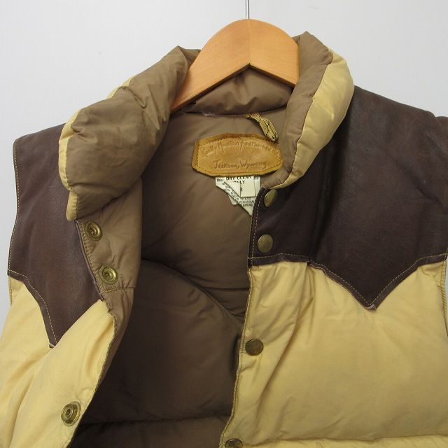 ロッキー マウンテン フェザーベッド Rocky Mountain FeatherBed 希少 オリジナル 70s ヴィンテージ ダウンベスト  ジャケット レザーヨーク 切替 黄系 茶 イエロー ブラウン 38 約M 1017