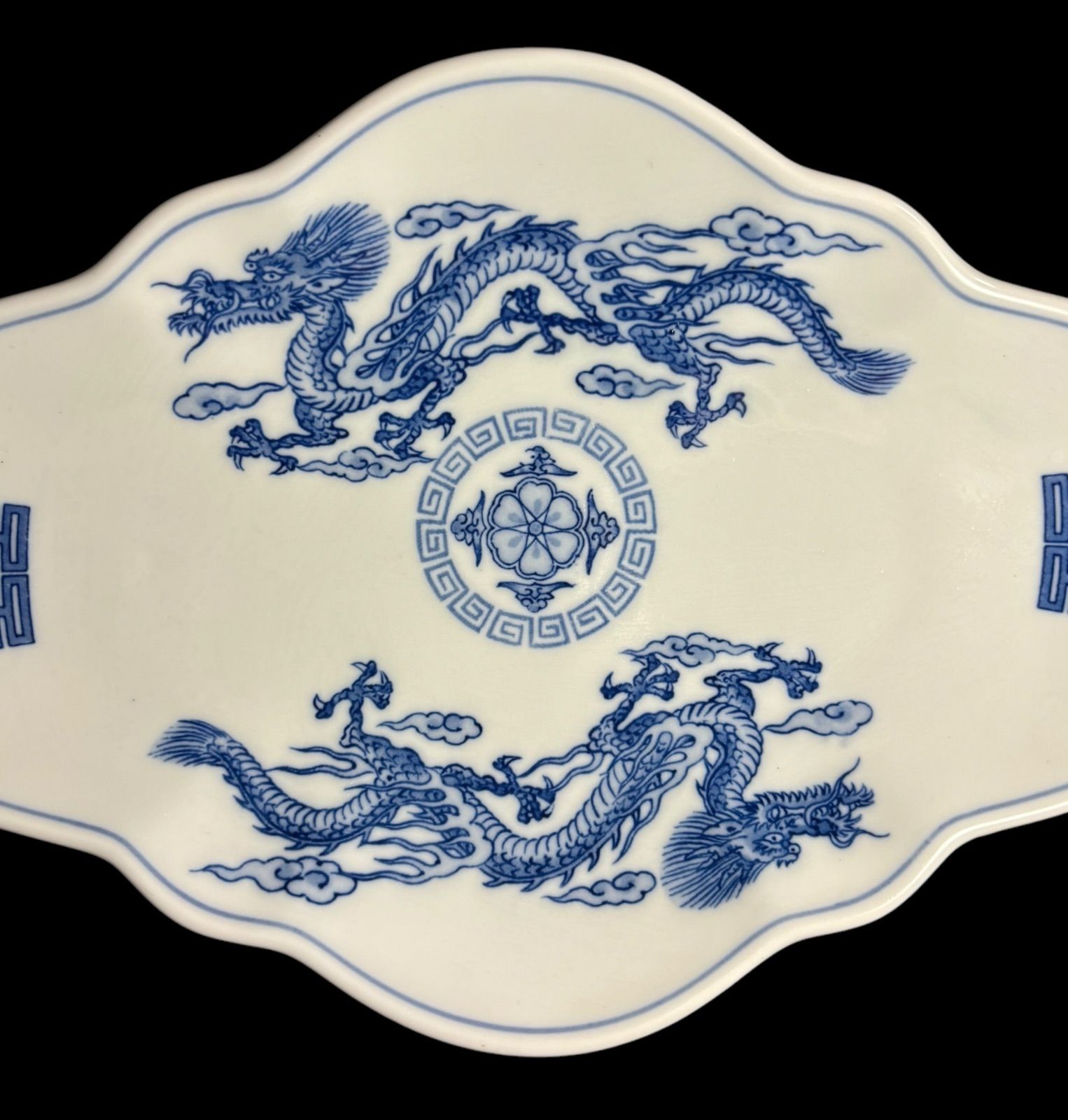 よね川 中華皿 染付 龍 取り皿 飾り皿 チャーハン皿 炒飯皿 ドラゴン