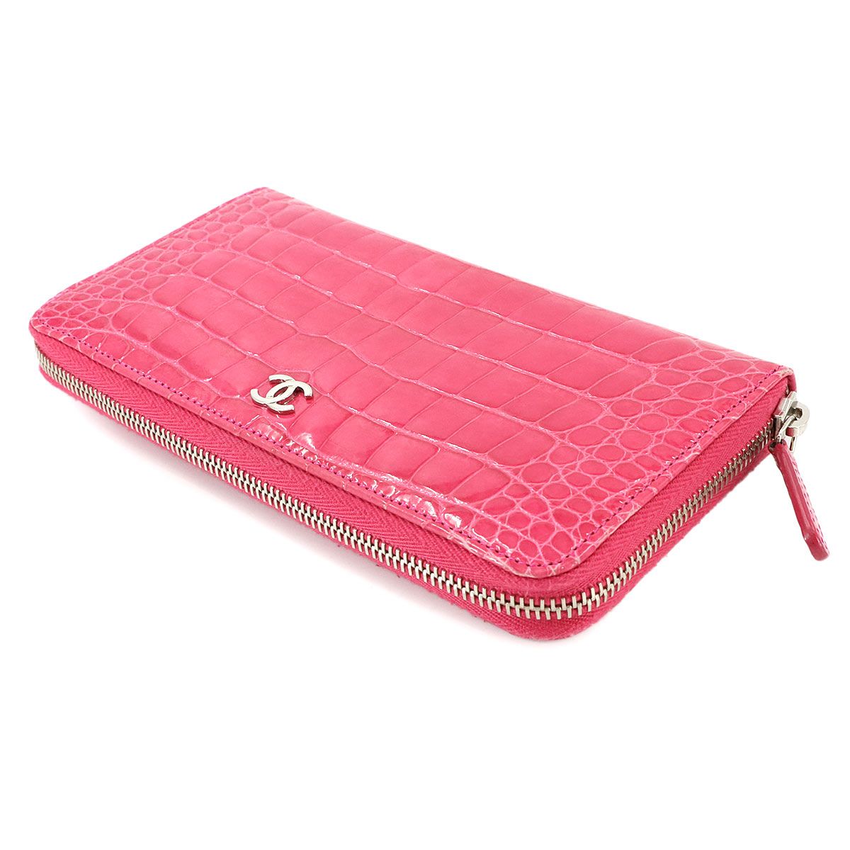 美品 シャネル CHANEL ラウンドファスナー 長財布 クロコダイル