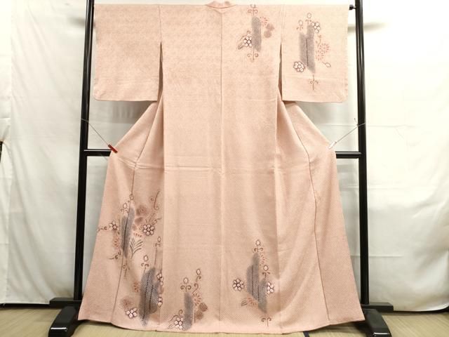 平和屋着物○訪問着 友禅 菊花文 たたき染め 黒地 正絹 逸品 CAAU1814yc