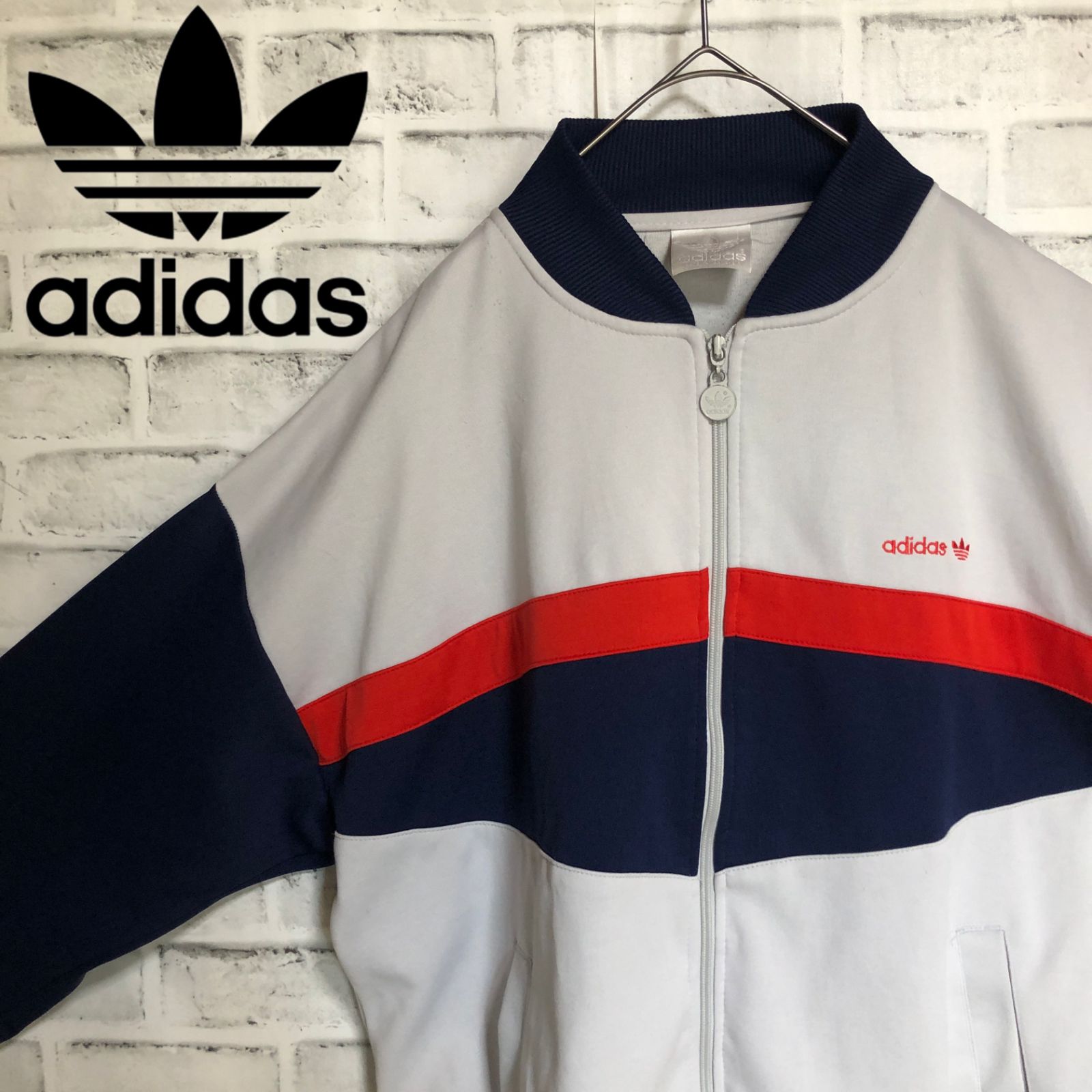 XL⭐️80s adidas トラックジャケット/ジャージ 刺繍トレファイル 