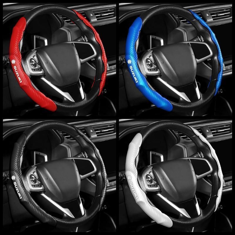【新品未使用】新品 ！スズキ SUZUKI ハンドルカバー 車用 ステアリングカバー 滑り防止 ハンドル保護 取り付けが簡単 カーボン調 4色は選択可能 2枚セット アルト[Alto] Vitera SuperVitera Ingnis ジ