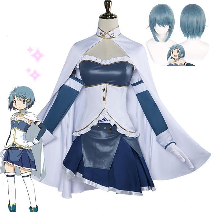 魔法少女まどか 美樹 さやか コスプレ マギカ みき さやか 衣装 ウィッグ靴付き cosplay クリスマス仮装 アニメ変装 学園祭 プレゼント 文化祭 イベント 仮装 ハロウィン 日常着 男女兼用
