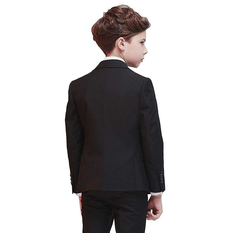 Lubooent ーイズフォーマルスーツ 子供用スーツセット 子供服 男の子 子供正装 ジャケット シャツ ベスト ネクタイ 5点セット 入学式 卒業式 結婚式 七五三 160 ブラック