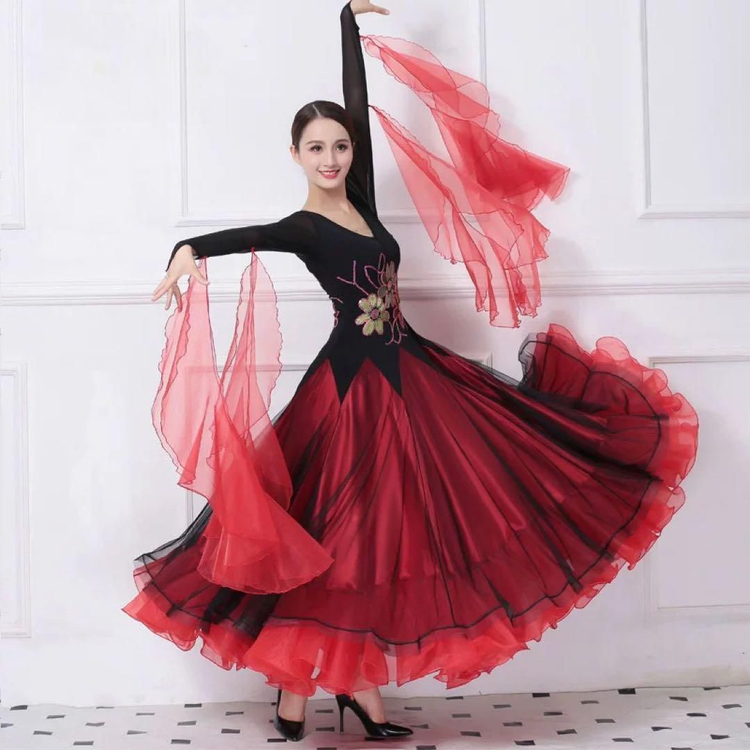 ♥ 情熱の赤 競技会やダンスパーティーでも目をひくスタンダード向けワンピース