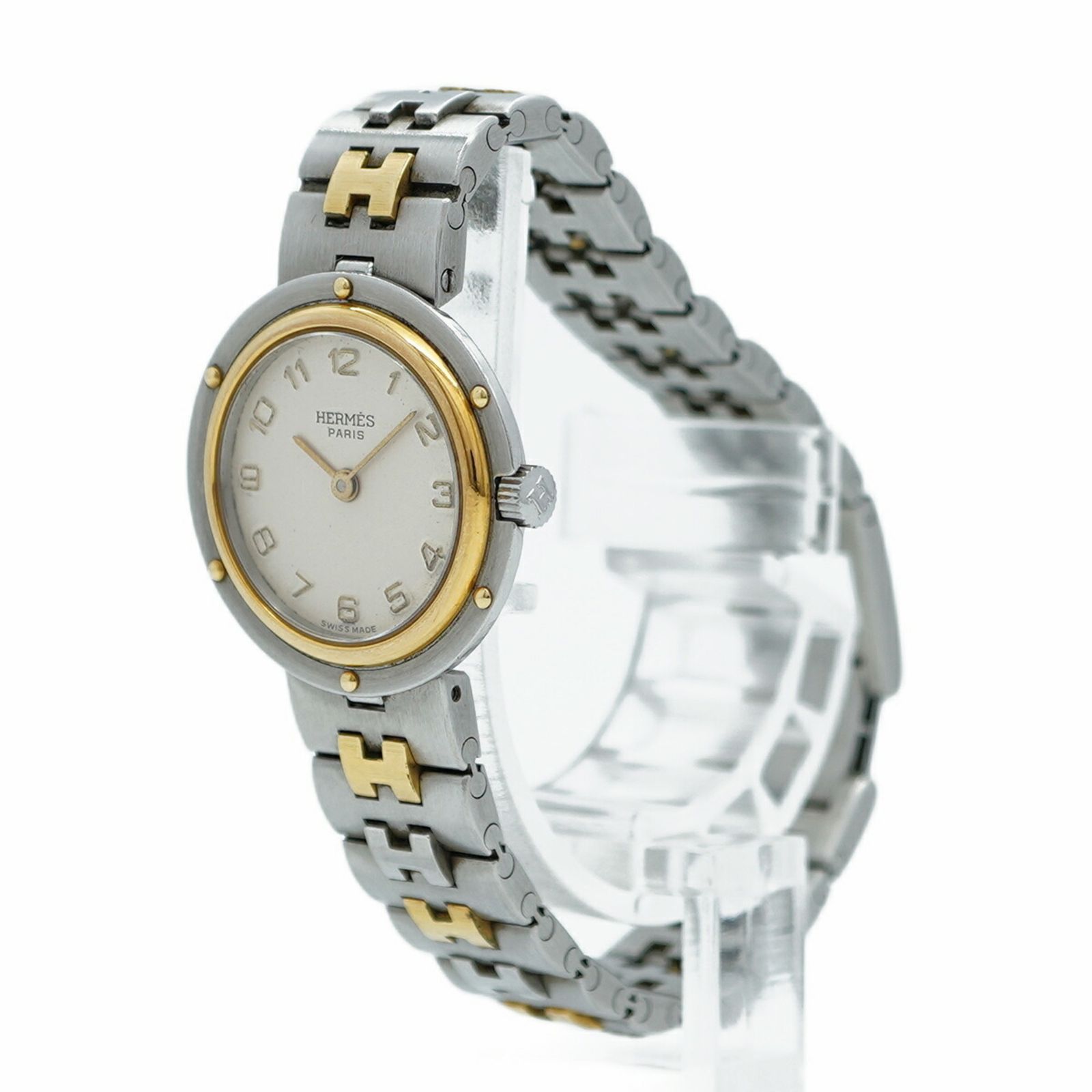 エルメス クリッパー アイボリー文字盤腕時計 レディース