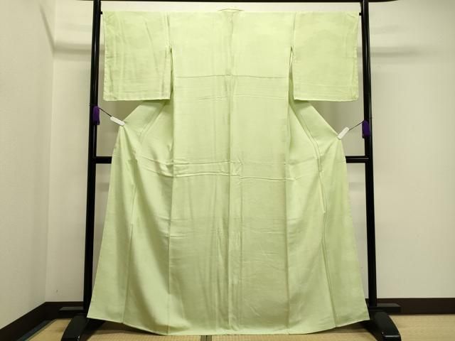 平和屋着物●上質な色無地 紗綾形地紋 若菜色 やまと誂製 正絹 ♥ CAAZ6520dy