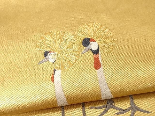 平和屋着物○西陣 長嶋成織物 上村松篁 太鼓柄袋帯 唐織 冠鶴 瀞金箔  