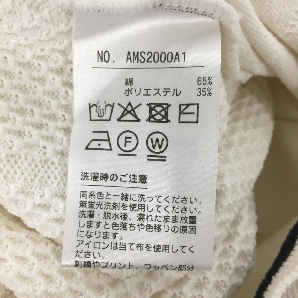 美品】アンパスィ ニットベスト 白×ネイビー Vネック ロゴワッペン