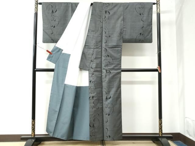 平和屋着物○上質なお召 縞 七宝地紋 そごう百貨店扱い 正絹 逸品