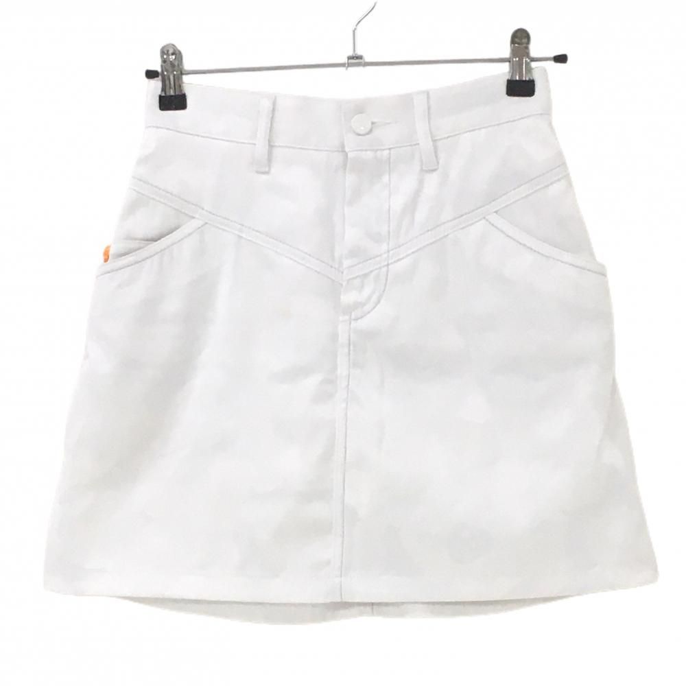 ☆特価☆マークアンドロナ スカート 白×オレンジ 迷彩織生地 スカル