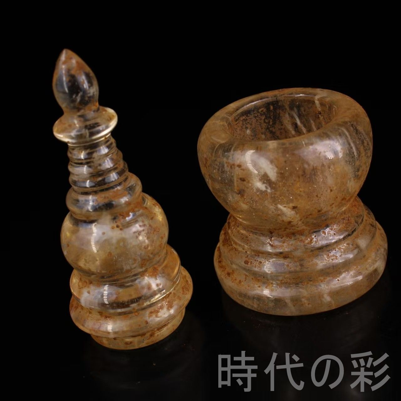 水晶舎利塔 古美術 置物 中国古美術 清代 水晶 舎利塔 描金 佛教無上金剛舍利 骨董品 古玩 極細