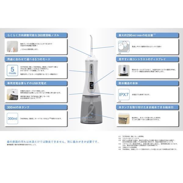 ドリテック 口腔洗浄器 ジェットクリーン FS-100 USB 強力洗浄 5モード デンタルフロス IPX 7防水 充電式