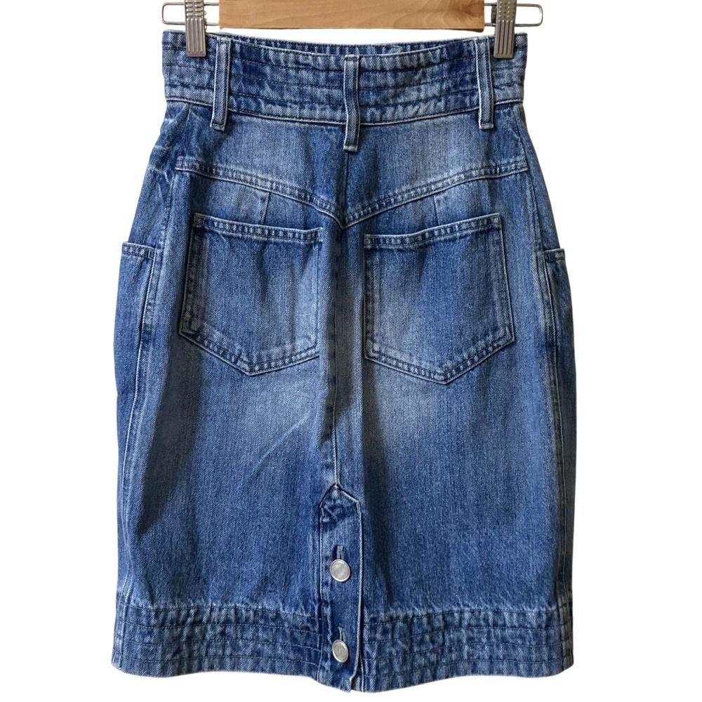 CHANEL シャネル ココマークボタン タイトデニムスカート P55976 サイズ36 ブルー レディース 古着